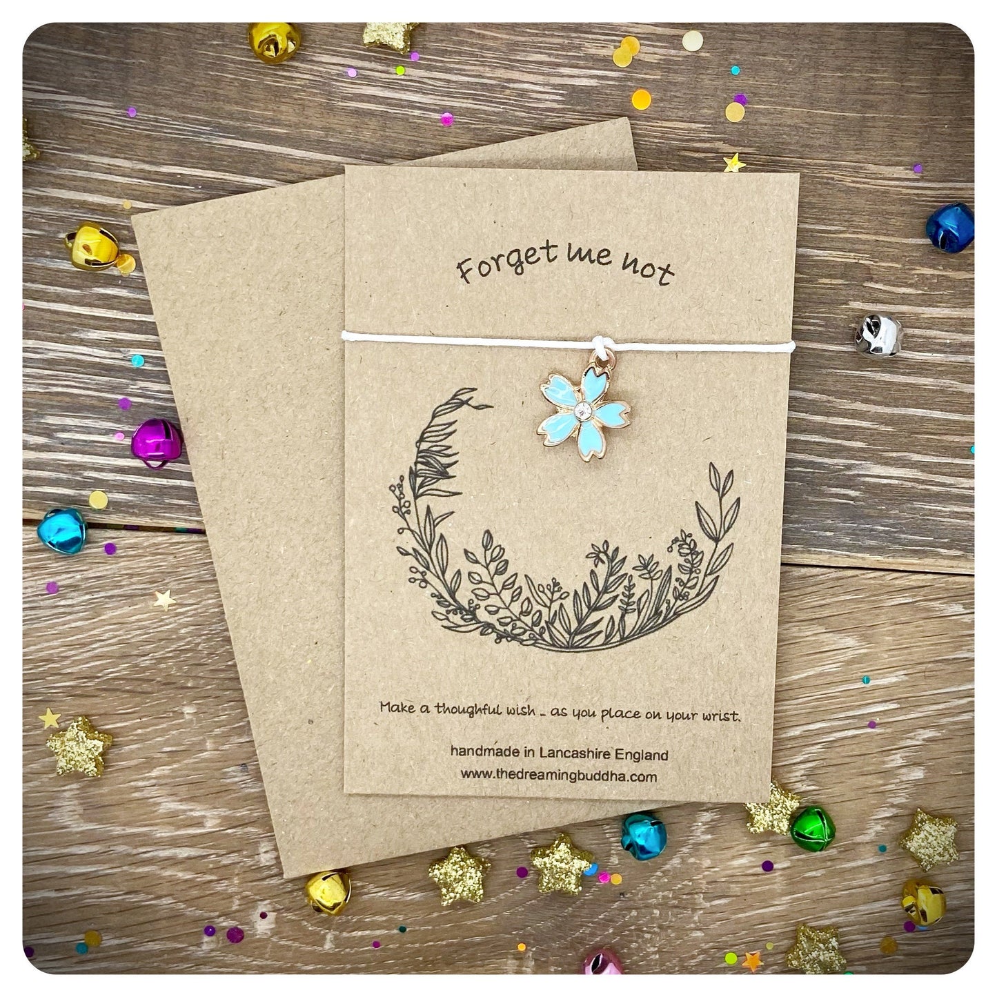 Forget Me Not Flower Wish Bracelet, Remembrance Jewellery, Lost Loved One, Bereavement Card and Bracelet Keepsake, Sympathy Pet Loss