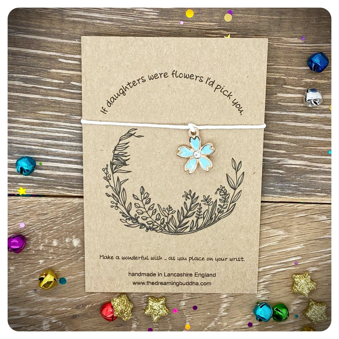 If Daughters Were Flowers I’d Pick You Quote Card, Daughter Birthday Present, Wish String Gift For Daughter, Wish Bracelet For Daughter