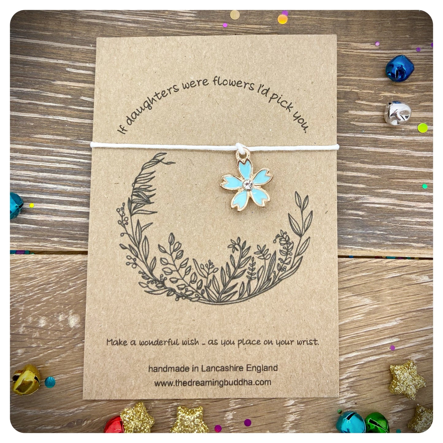 If Daughters Were Flowers I’d Pick You Quote Card, Daughter Birthday Present, Wish String Gift For Daughter, Wish Bracelet For Daughter