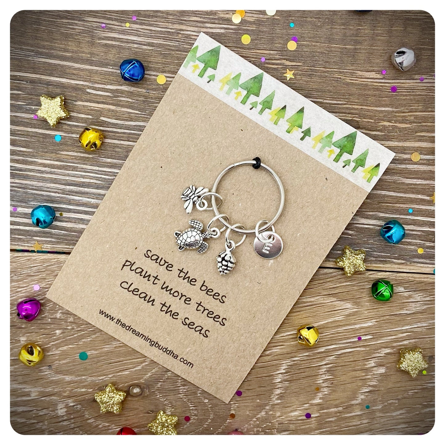 Save The Bees Plant More Trees Clean The Seas Keyring, Vegan Keyring Gift