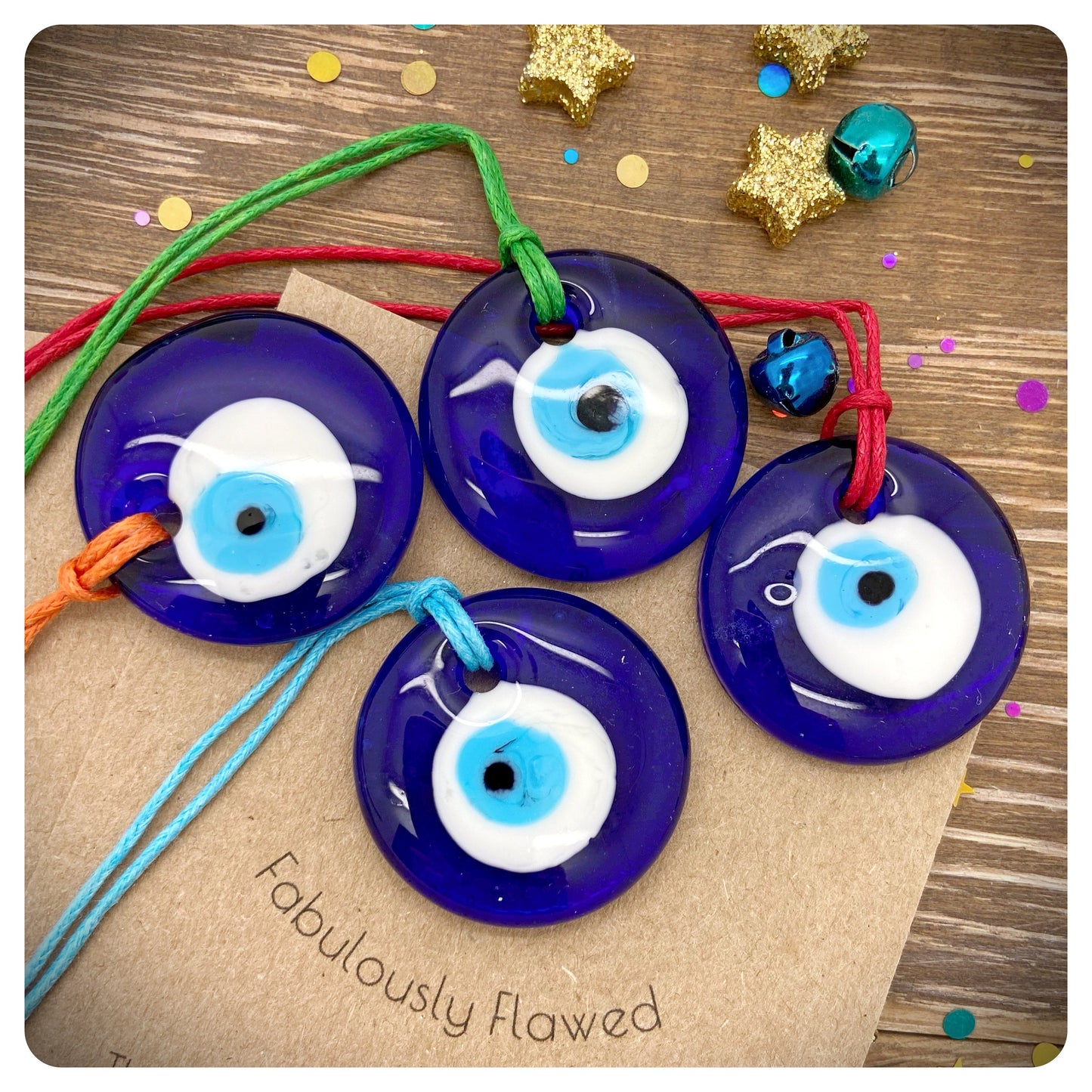 Blue Evil Eye Hanging Amulet, Imperfect, Flawed, Handmade Nazar, Glass Evil Eye Decor, Protection For Home,