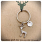 Silver Deer Stag Keyring Keychain, Deer To Me Pun Card, Personalised Initial Keychain, Wildlife Countryside Lover Gift