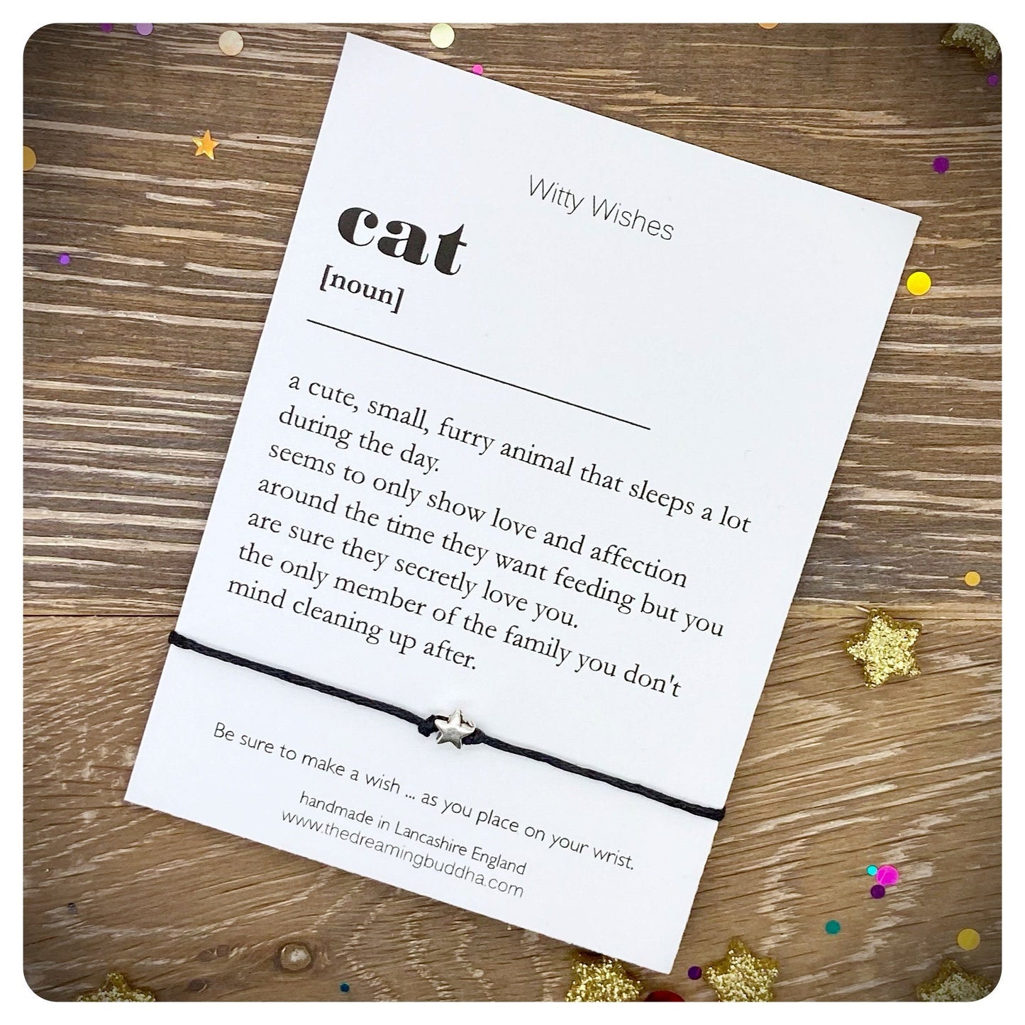Cat Definition Wish Bracelet, Cat Dictionary Card, Quirky Cat Lover Gift, Crazy Cat Lady Present, New Cat Parents Gift