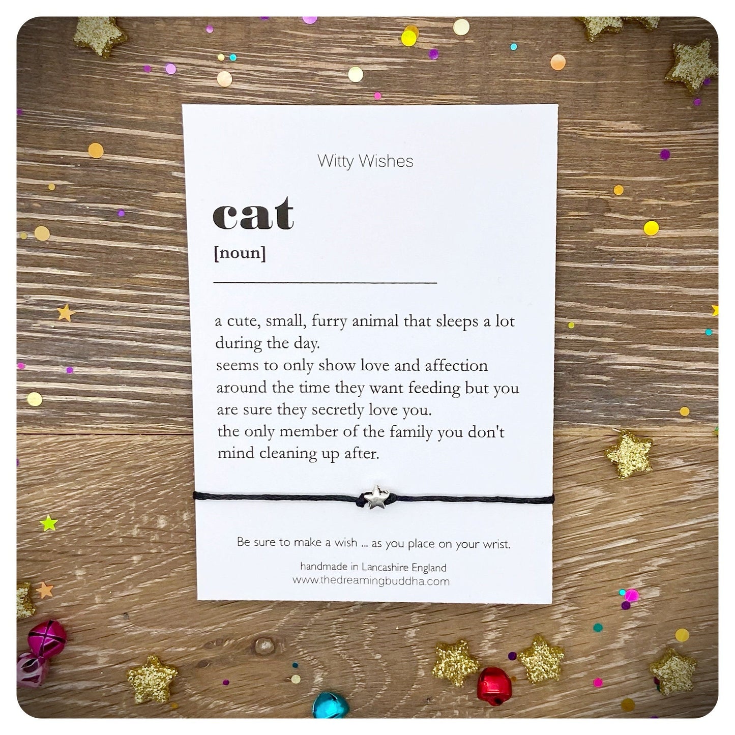 Cat Definition Wish Bracelet, Cat Dictionary Card, Quirky Cat Lover Gift, Crazy Cat Lady Present, New Cat Parents Gift