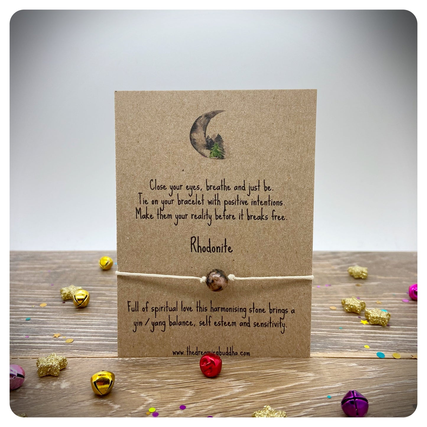 Rhodonite Wish Bracelet, Healing Crystal Bracelet