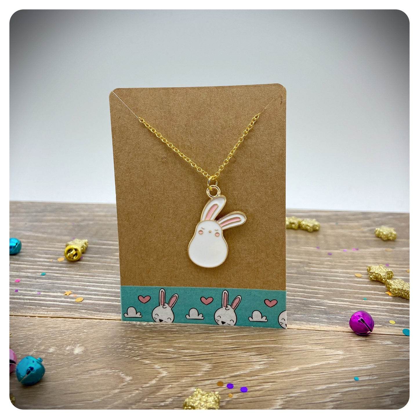 Easter Bunny Necklace, Personalised Kawaii Rabbit Pendant