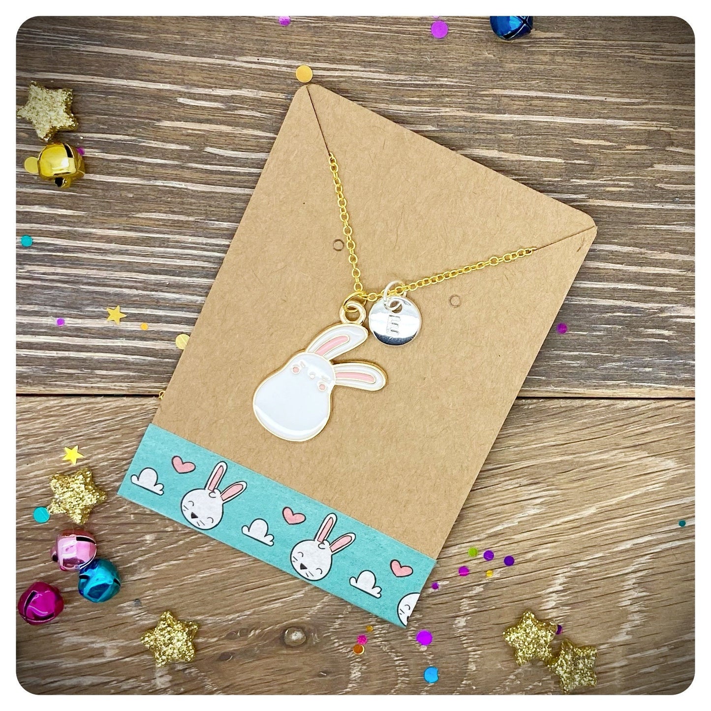 Easter Bunny Necklace, Personalised Kawaii Rabbit Pendant