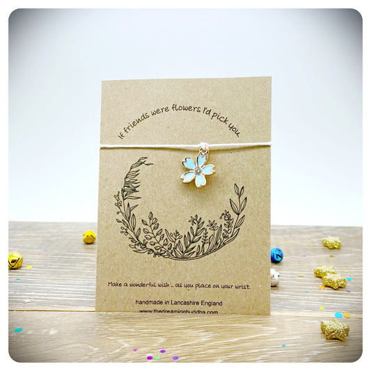 If Friends Were Flowers I’d Pick You Card Wish Bracelet, Diamanté Flower Charm, Sentimental Gift For Friend, Best Friend Appreciation Gift