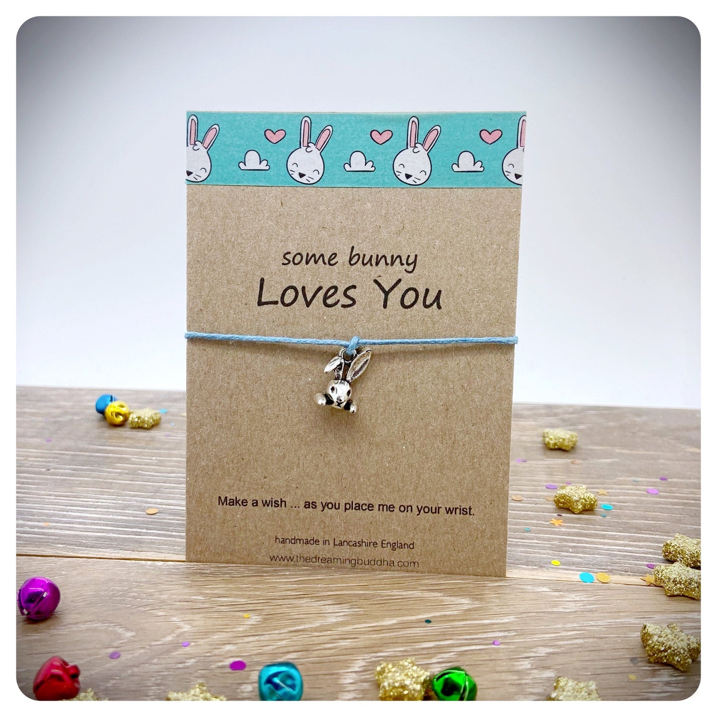 Pack of 3 Easter Bunny Cards, Some Bunny Loves You Wish Bracelet