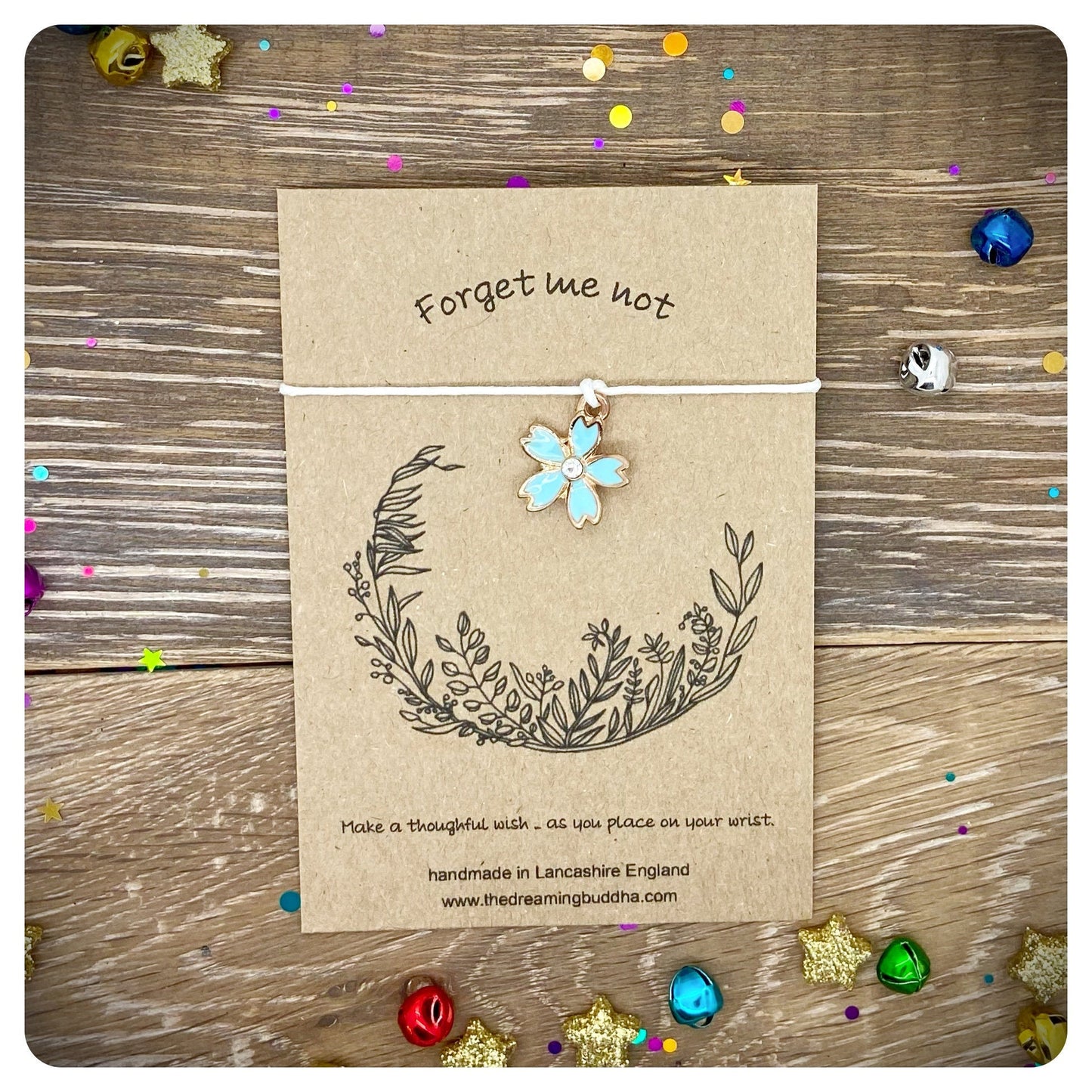 Forget Me Not Flower Wish Bracelet, Remembrance Jewellery, Lost Loved One, Bereavement Card and Bracelet Keepsake, Sympathy Pet Loss