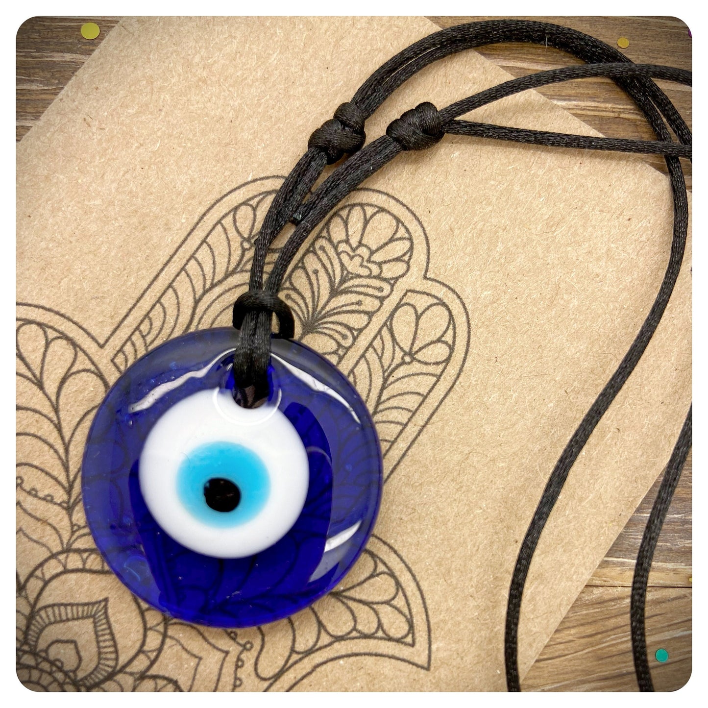 Glass Evil Eye Choker, Adjustable Large Eye Necklace, Nazar Protection Amulet, Turkish Blue Eye Pendant,