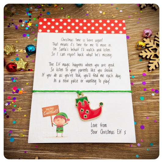 Christmas Elf Arrival Card, Hello Elf Wish Bracelet, Elf Arrival Letter, Elf I’m Back Gift Card