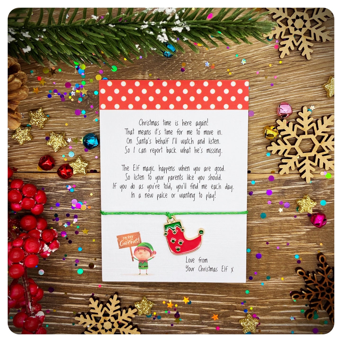 Christmas Elf Arrival Card, Hello Elf Wish Bracelet, Elf Arrival Letter, Elf I’m Back Gift Card