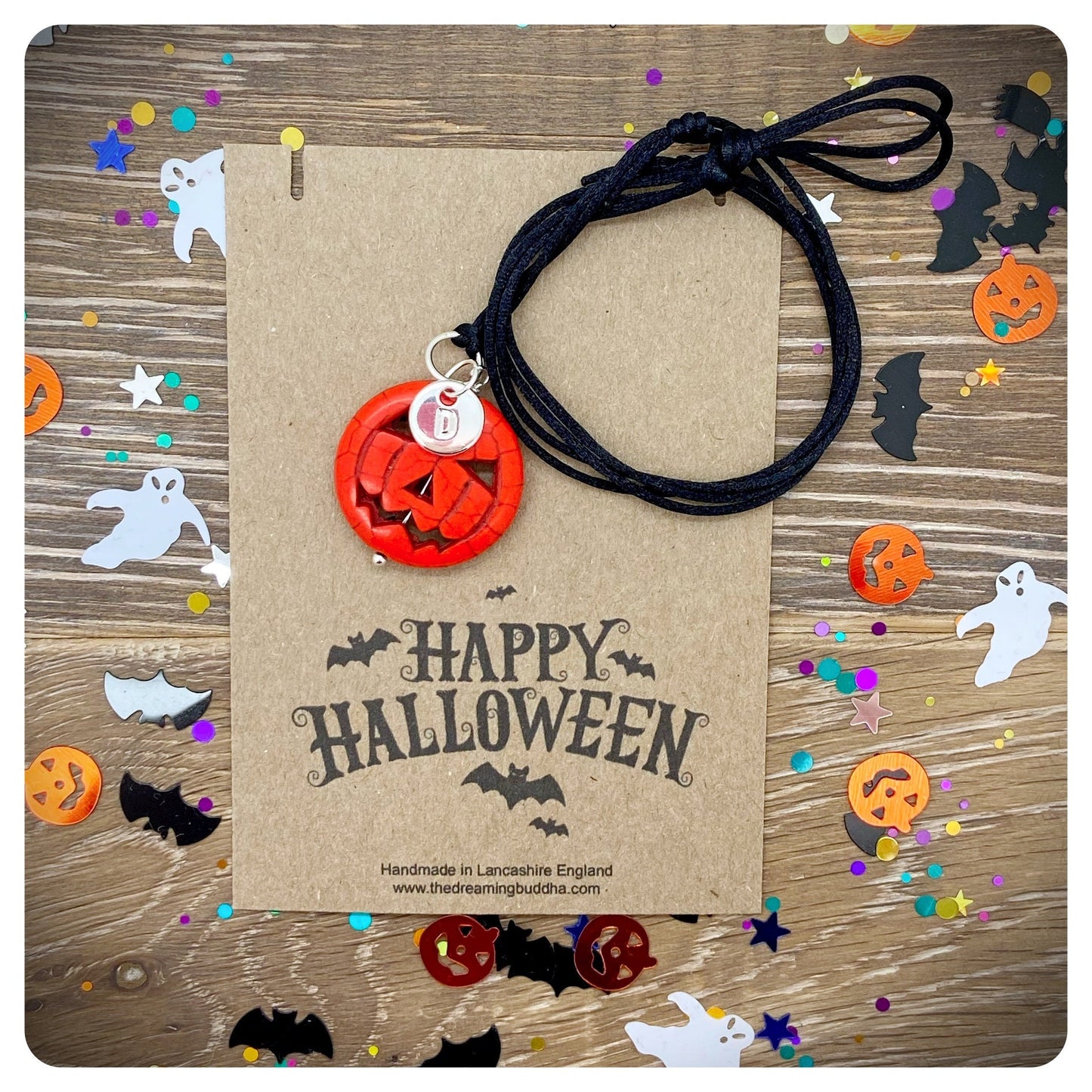 Halloween Pumpkin Pendant Necklace, Witch Wizard Costume Jewellery, Jack O Lantern Necklace