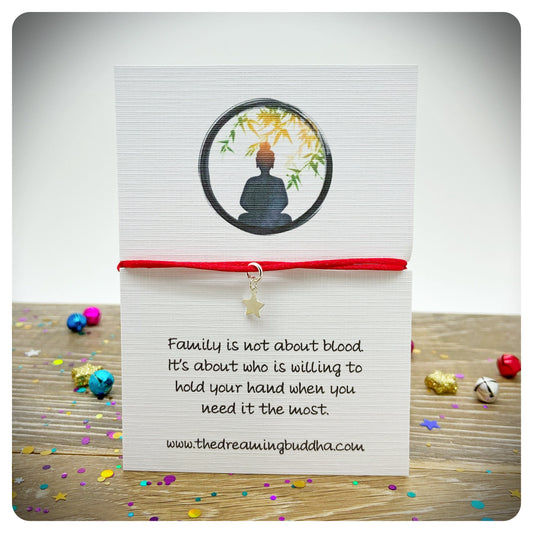Friendship Bracelet, Thank You Gift, You Are My Family Card, Buddha Quote
