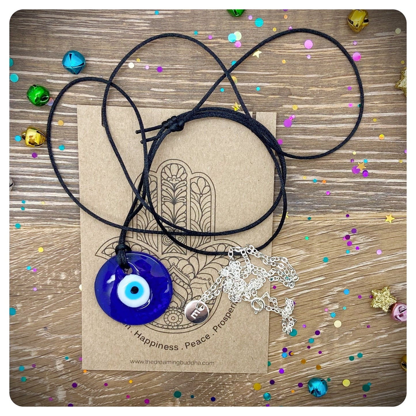 Initial & Glass Evil Eye Necklace, Personalised Nazar Necklaces, Protection Greek Eye Layered Set