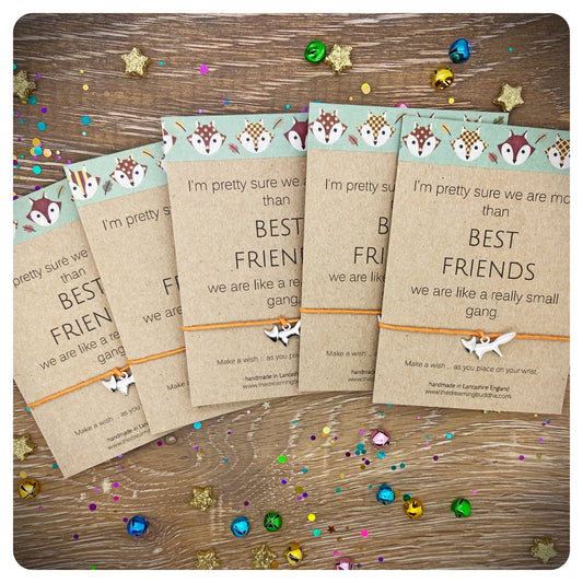 5 Best Friends Wish Bracelets, Matching Wish Bracelet Gifts, Girl Gang Cards, Friendship Leaving