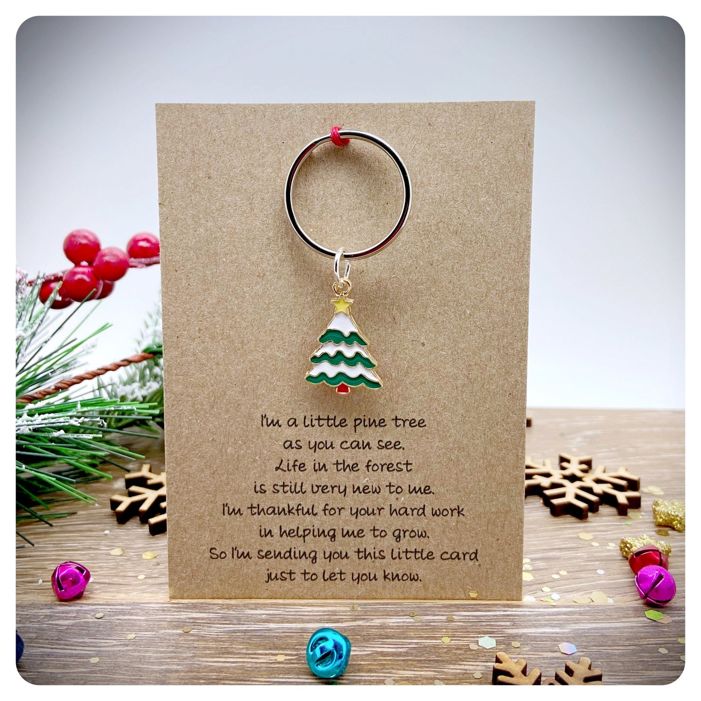 Christmas Teacher Keyring, Primary School Male Teacher Gift, Nursery School Xmas Keychain, Teaching Assistant Poem Card