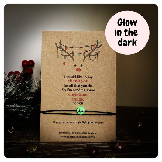 Thank You Teacher Colleague Worker Gift, Glow In The Dark Christmas Bracelet, Thank You Card & Bracelet, Xmas Random Act Of Kindness