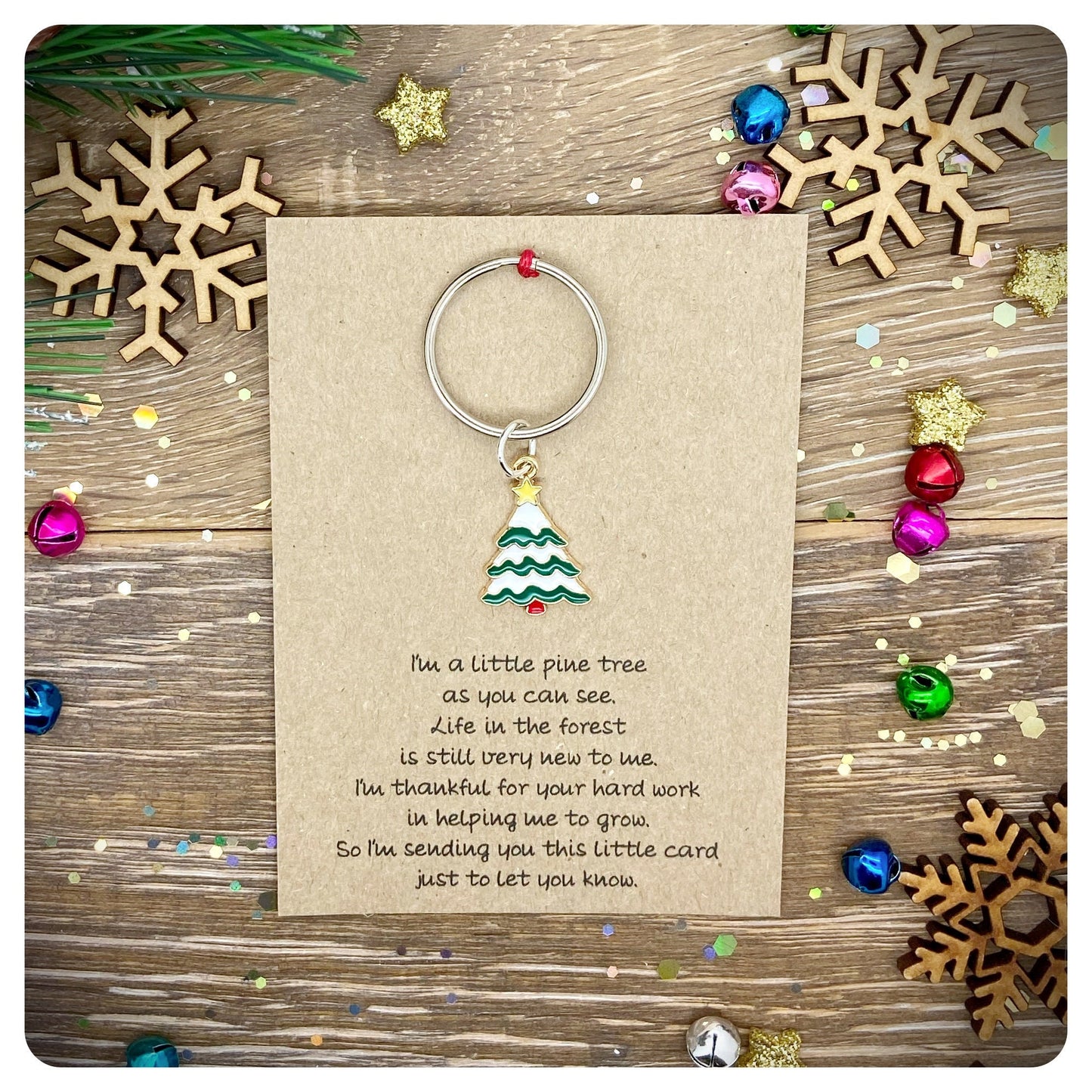 Christmas Teacher Keyring, Primary School Male Teacher Gift, Nursery School Xmas Keychain, Teaching Assistant Poem Card