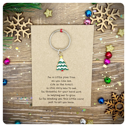 Christmas Teacher Keyring, Primary School Male Teacher Gift, Nursery School Xmas Keychain, Teaching Assistant Poem Card