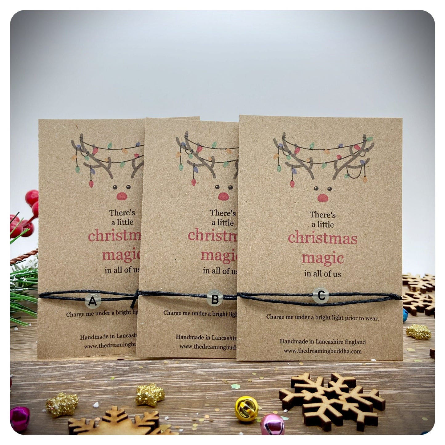 Magical Christmas Bracelet, Personalised Kids Stocking Filler, Secret Santa Gift, Glow In The Dark Initial Bracelet