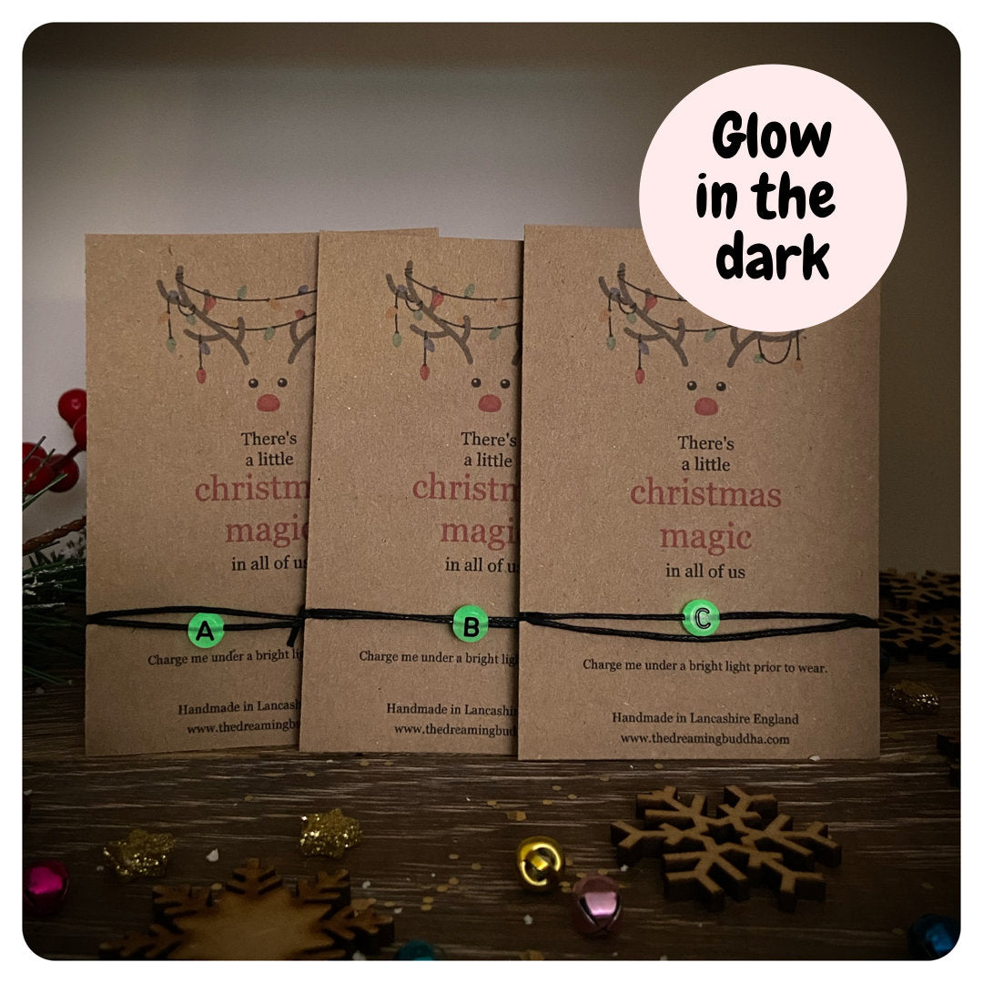 Magical Christmas Bracelet, Personalised Kids Stocking Filler, Secret Santa Gift, Glow In The Dark Initial Bracelet