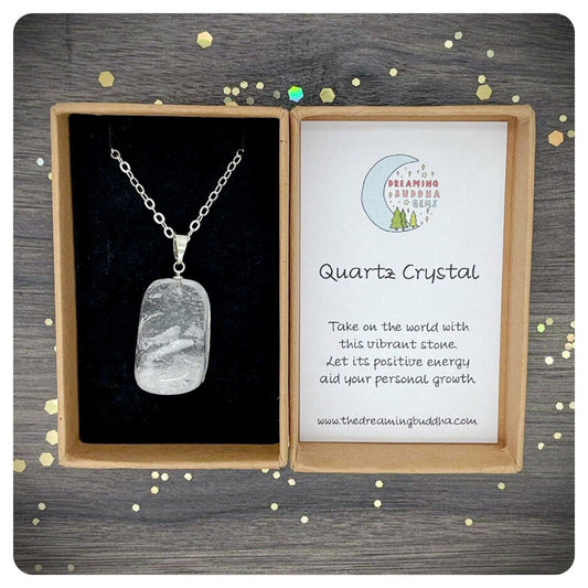 Clear Quartz Crystal Initial Necklace, Natural Gemstone Jewellery