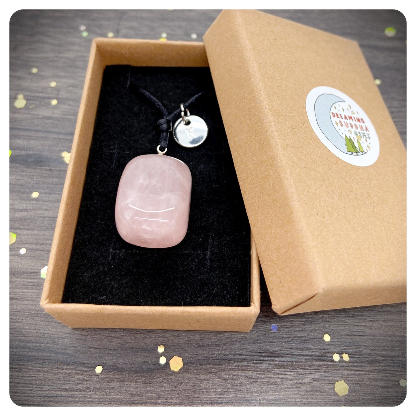 Pink Rose Quartz Pendant Necklace, Personalised Long Crystal Jewellery