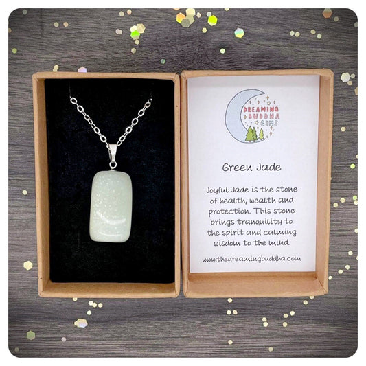 Green Jade Gemstone Necklace, Personalised Crsytal Jewellery