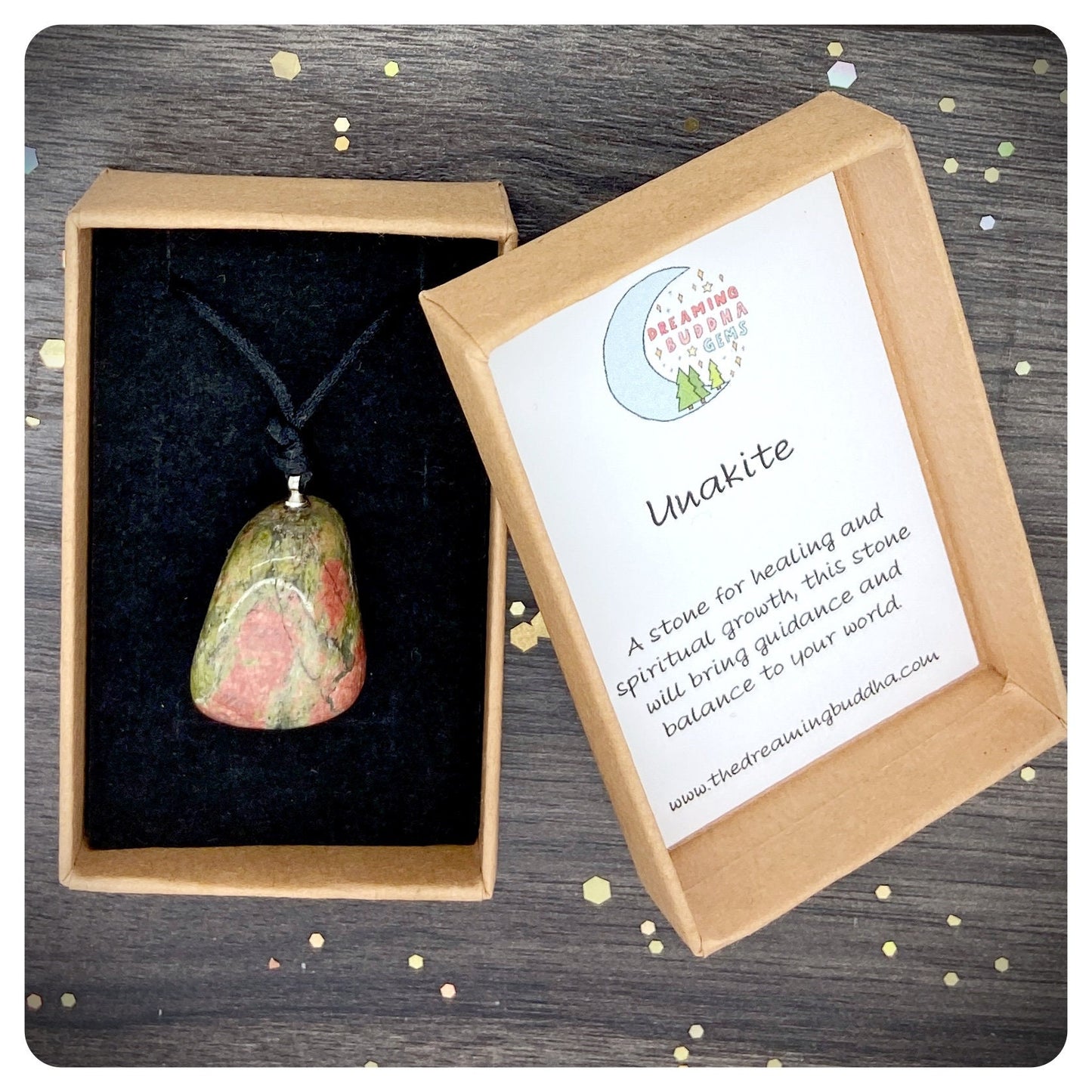 Unakite Adjustable Pendant, Long Personalised Gemstone Necklace