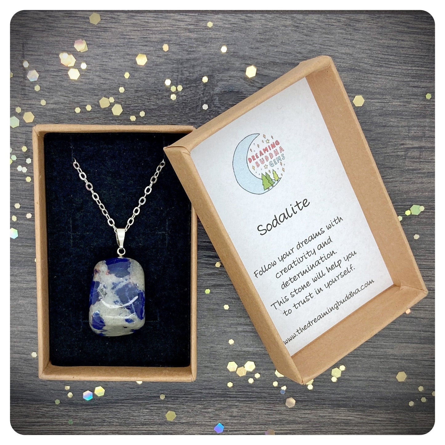 Blue Sodalite Silver Plated Necklace, Personalised Gemstone  Jewellery