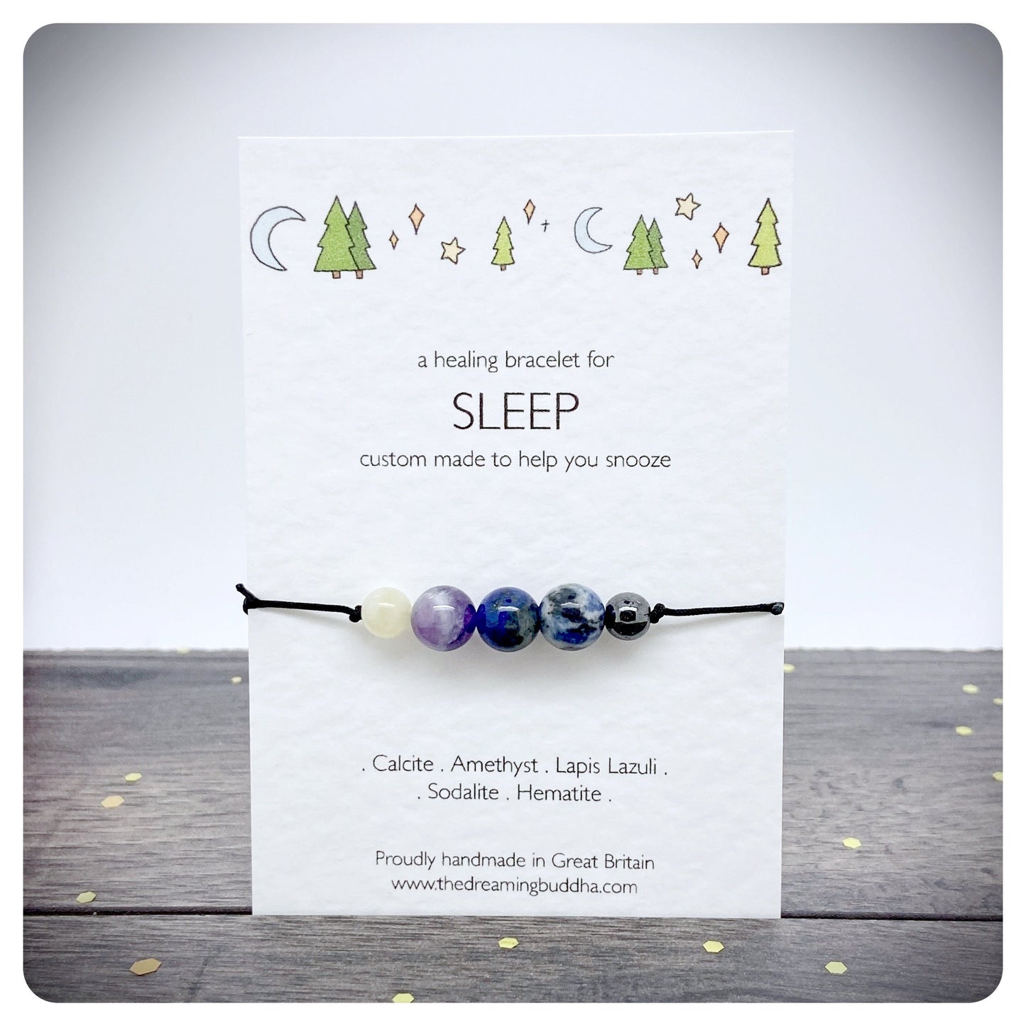 Crystal Sleep Bracelet, Personalised Insomnia Bracelet, Sleep Well Gift, Adjustable Gemstone Bracelet