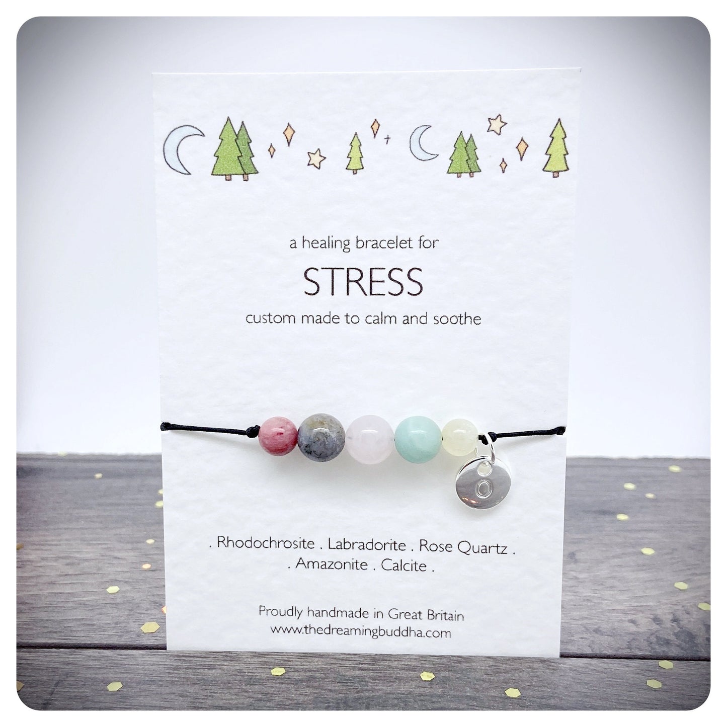 Crystal Stress Bracelet, Personalised Anxiety Bracelet, Stress Relief Gift, Adjustable Gemstone Bracelet