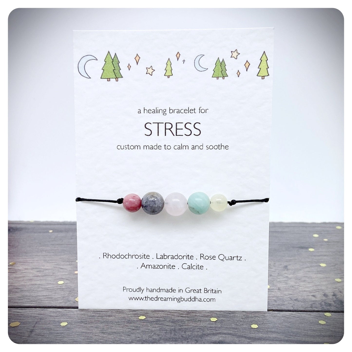 Crystal Stress Bracelet, Personalised Anxiety Bracelet, Stress Relief Gift, Adjustable Gemstone Bracelet