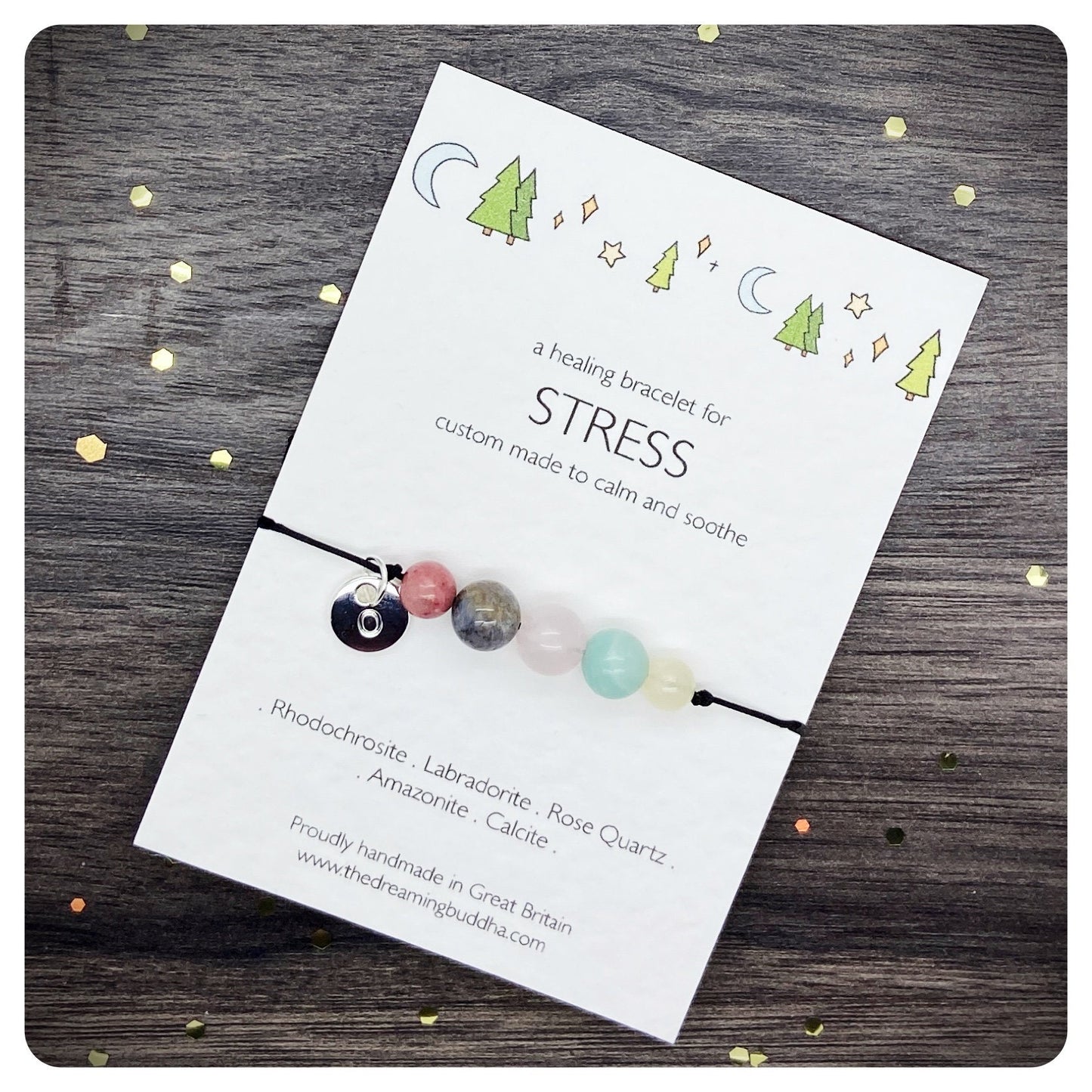 Crystal Stress Bracelet, Personalised Anxiety Bracelet, Stress Relief Gift, Adjustable Gemstone Bracelet