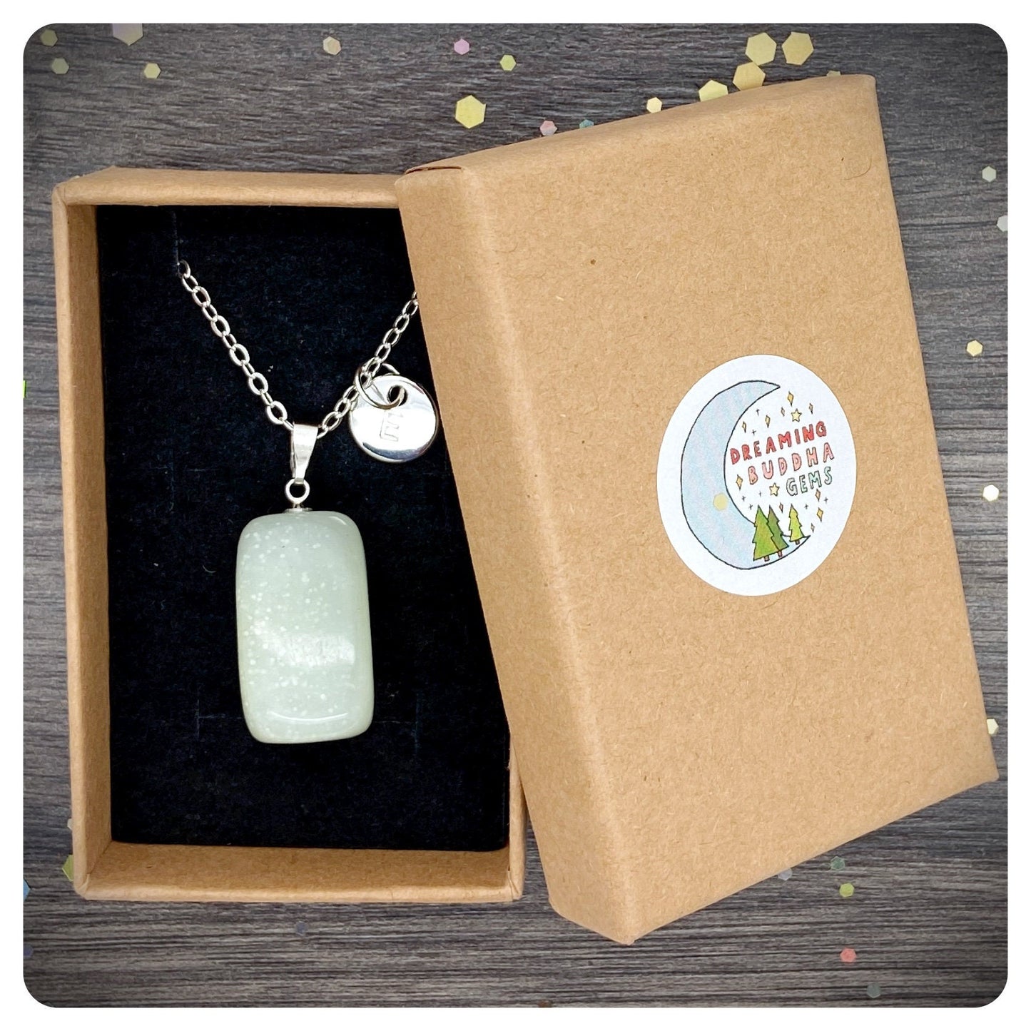 Green Jade Gemstone Necklace, Personalised Crsytal Jewellery