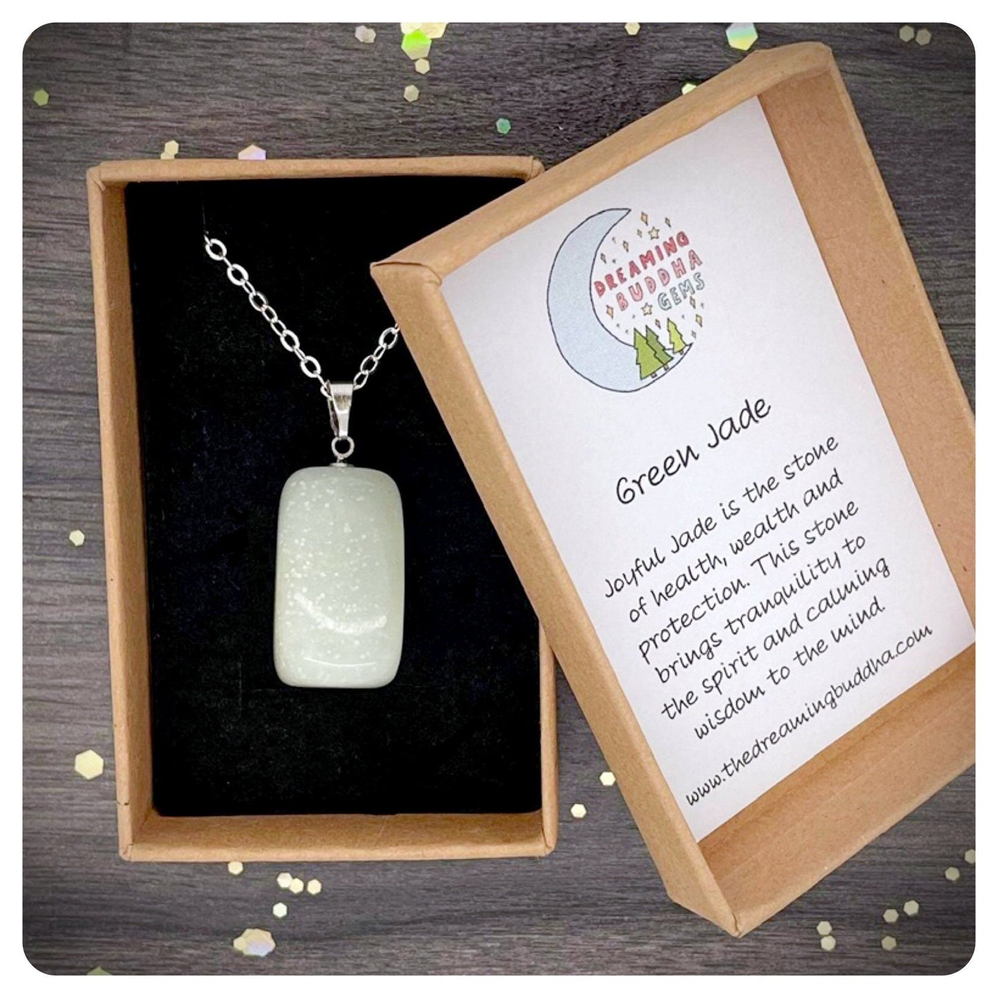 Green Jade Gemstone Necklace, Personalised Crsytal Jewellery