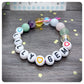 Childs Crystal Beaded Bracelet, Kids Gemstone Gift, Acrylic Beaded Name Bracelet
