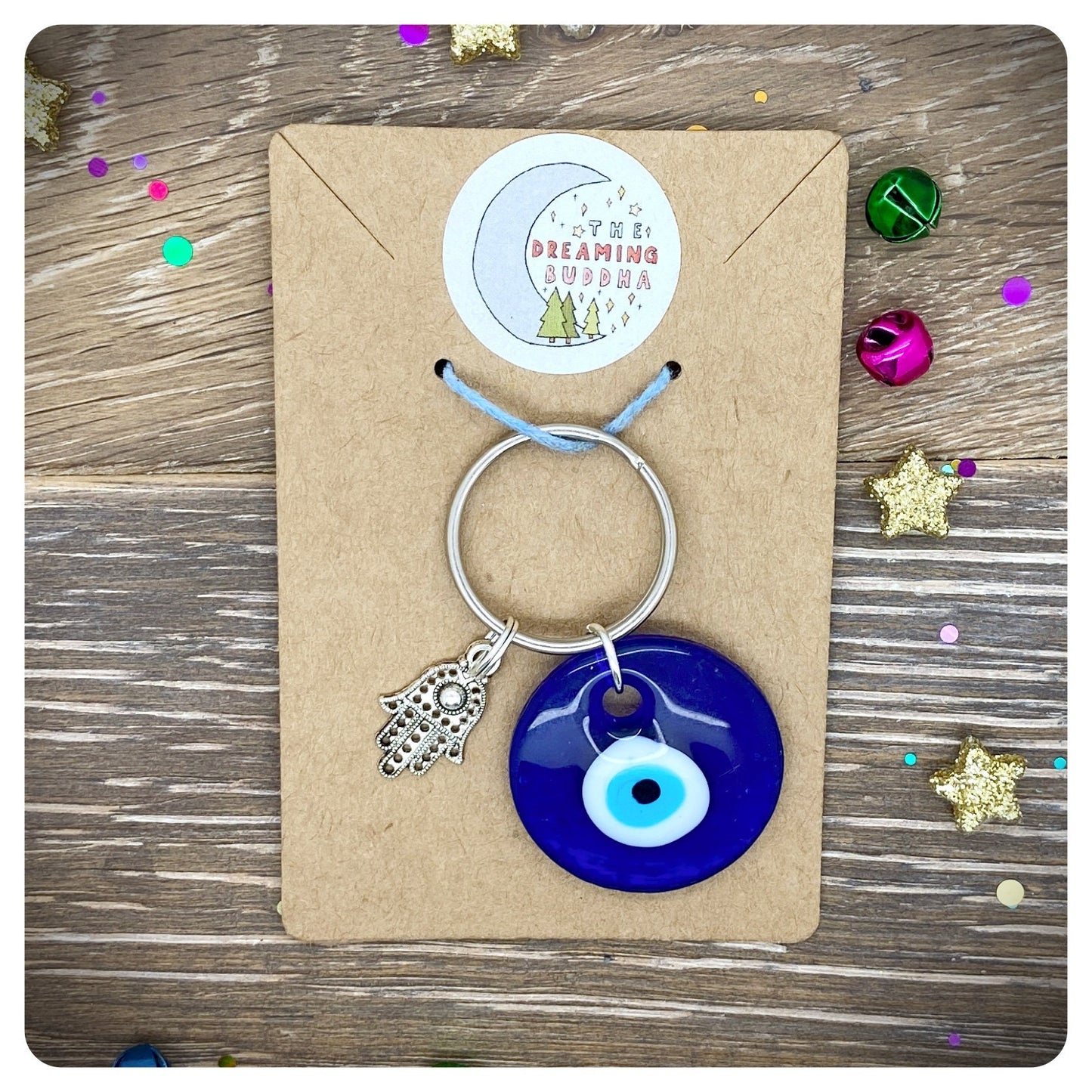 Imperfect Evil Eye Glass Keyring, Nazar Keychain, Add Your Own Charm