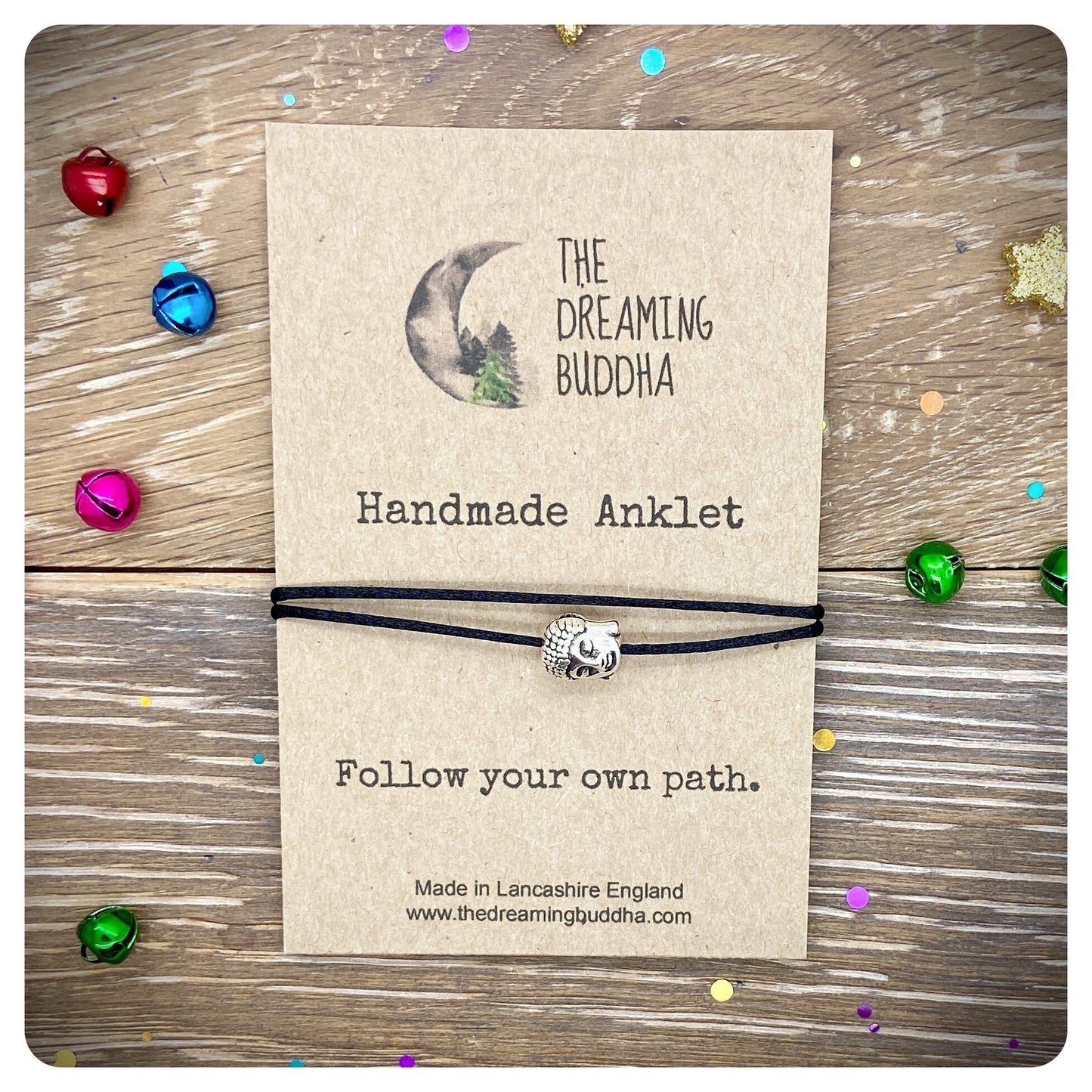 Buddha Yoga Anklet For Him, Buddha Black Cord Adjustable Anklet, Men’s Anklet Buddha Charm, Spiritual Yogi, Men’s Simple Tibetan Anklet