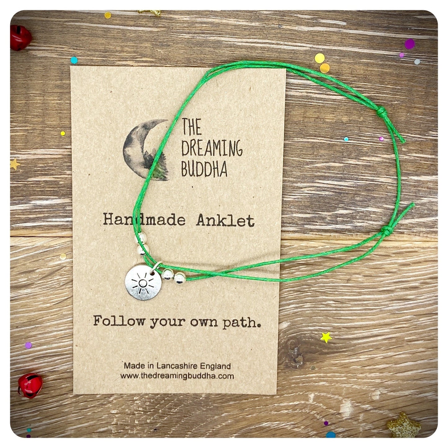 Handmade Sunshine Anklet, Sun Charm Anklet, Adjustable Anklet Sun Charm, Summer Lover Jewellery