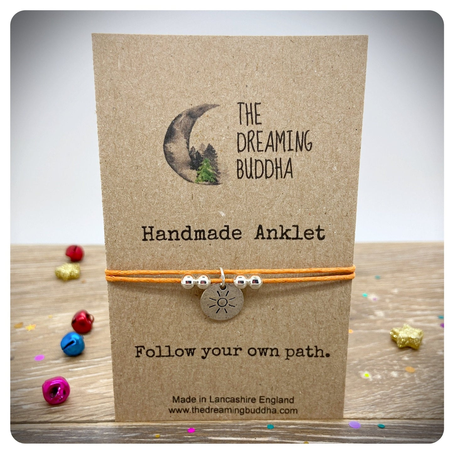 Handmade Sunshine Anklet, Sun Charm Anklet, Adjustable Anklet Sun Charm, Summer Lover Jewellery