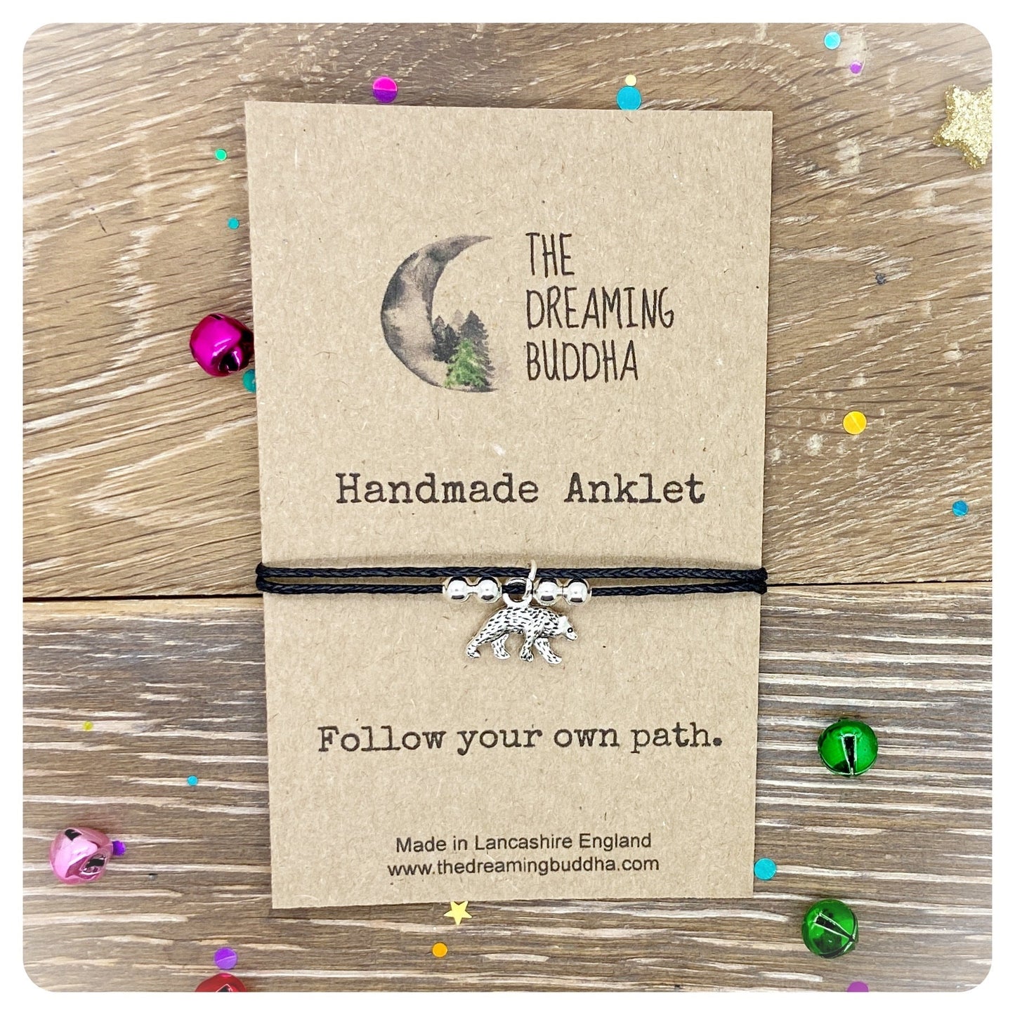 Woodland Bear Anklet, Gift For Mama Bear, Bear Lover Jewellery, Animal Anklet, Woodland Wildlife Gift, Bear Spirit Animal Gift