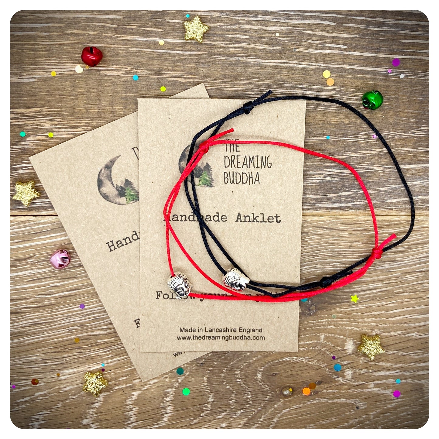 2 Handmade Waterproof Buddha Anklets, Spiritual Couple Gift, Buddha Bead Anklets, Tibetan His And Hers Anklet