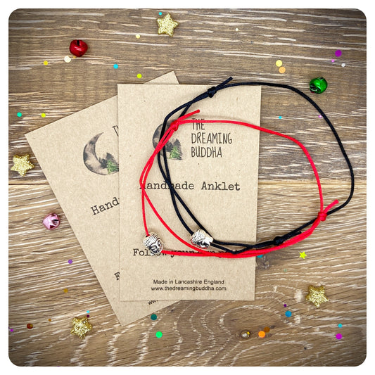 2 Handmade Waterproof Buddha Anklets, Spiritual Couple Gift, Buddha Bead Anklets, Tibetan His And Hers Anklet