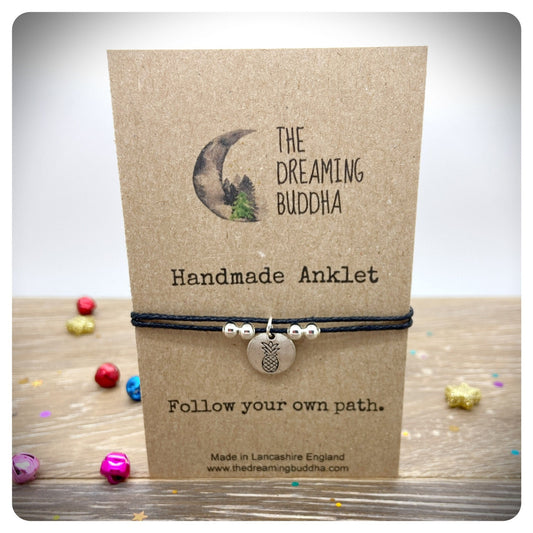 Tropical Pineapple Summer Anklet, Pineapple Ankle Bracelet, Pineapple Charm Anklet, Girly Holiday Gift