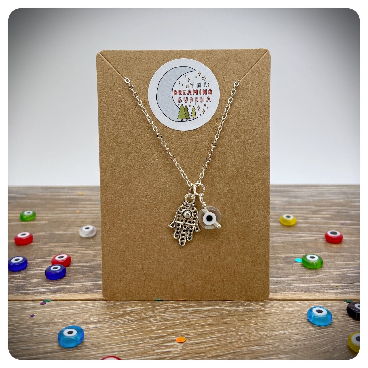 Hamsa Hand & Evil Eye Necklace, Greek Protection Jewellery, Turkish Good Luck Necklace