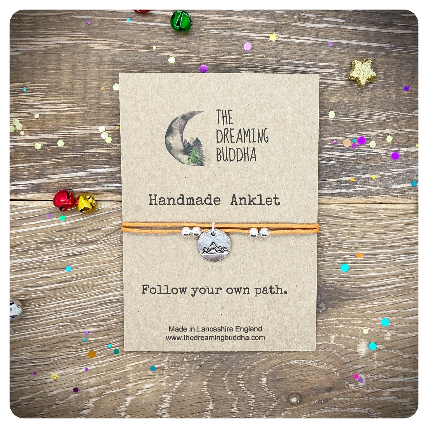 Mountain Anklet, Adventure Awaits Jewelry, Nature Lover Gift, Wanderlust Anklet, Gift for Adventurer, Hiking Rambler Gift