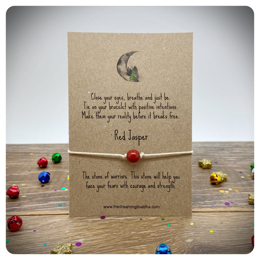 Red Jasper Healing Crystal Wish Bracelet, Gemstone String Bracelet, Natural, Natural Stone Bracelet For Courage and Strength
